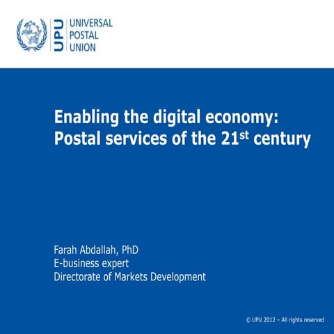 Enabling the digital economy: Postal services 2020