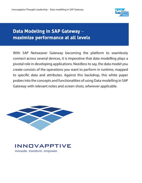 Data Modeling in SAP Gateway – maximize performance at all levels