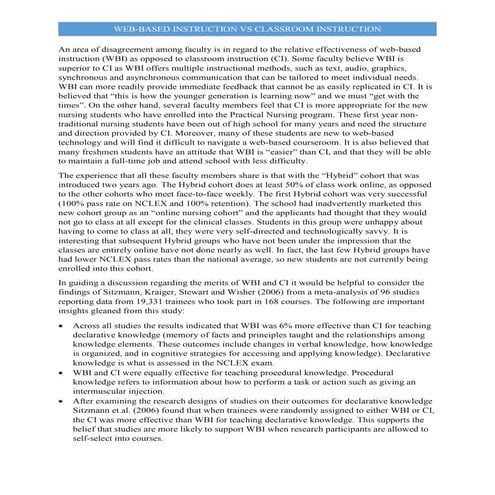 Web-based instruction vs Classroom based instruction | PDF