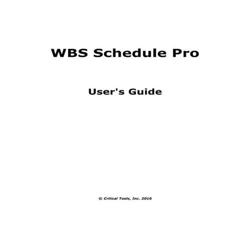 Wbs schedule prouserguide