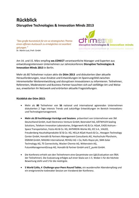 Rückblick Ditm 2013