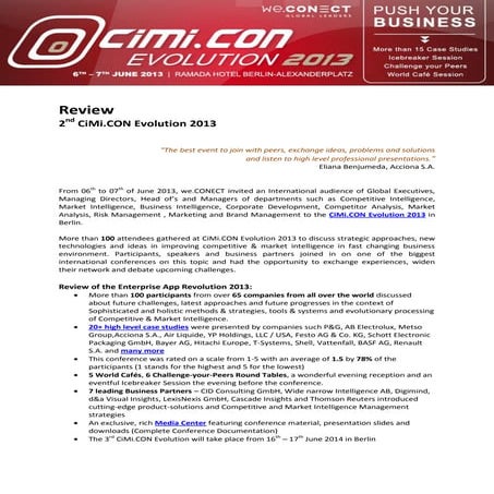 Review 2nd CiMi.CON Evolution 2013