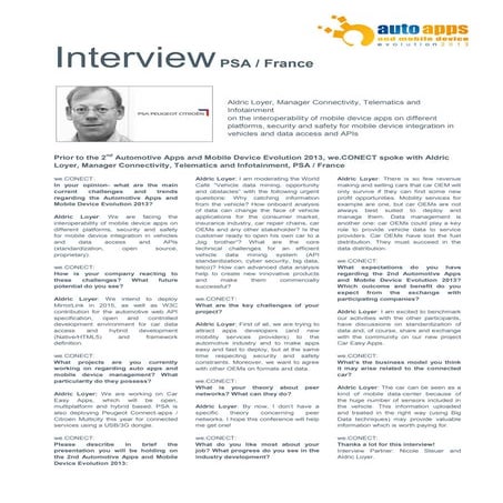 Interview with Aldric Loyer, PSA / France