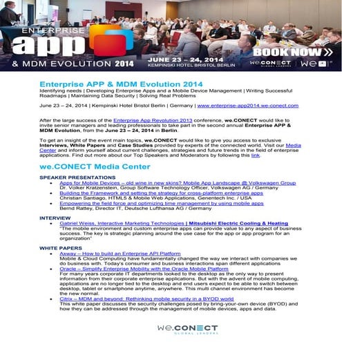 Enterprise APP & MDM Evolution 2014 - Media Center