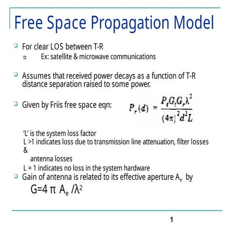 Wireless Communication Free space propagation model