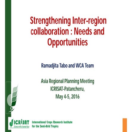 Asia Regional Program- Planning Meeting"Strengthening WCA-region collaboratio...
