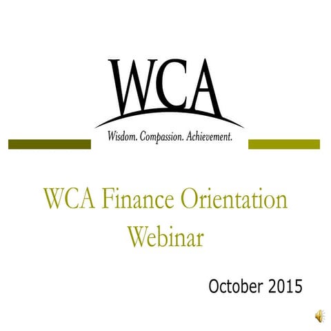 WCA finance orientation 2015