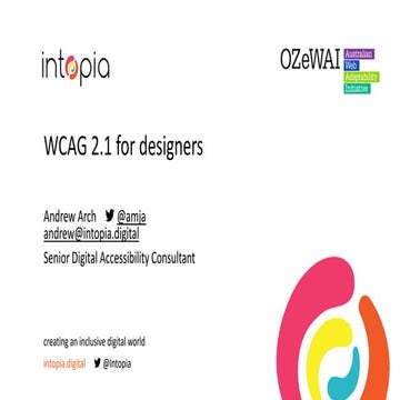 WCAG 2.1 for Designers - OZeWAI 2018