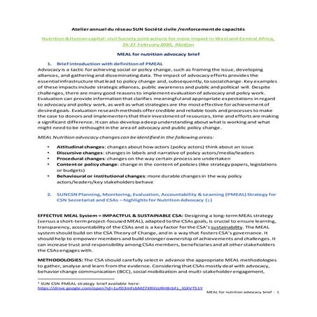 MEAL Nutrition Advocacy - tips for CSAs