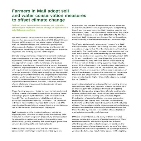 Farmers in Mali adopt soil and water conservation measures to offset climate ...