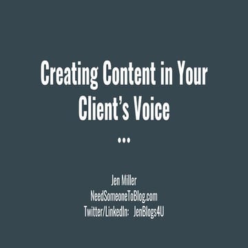 Creating Content in Your Client's Voice | WordCamp Austin 2017