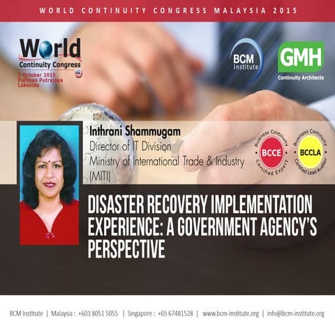 DR Plan Implementation Experience: A Government Agency's Perspective by Inthr...