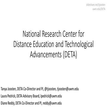 DETA Center presentation at WCET