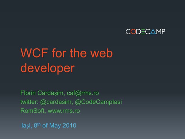 Wcf for the web developer