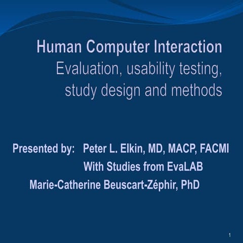 WCIT 2014 Peter Elkin - Human computer interaction, evaluation, usability tes...