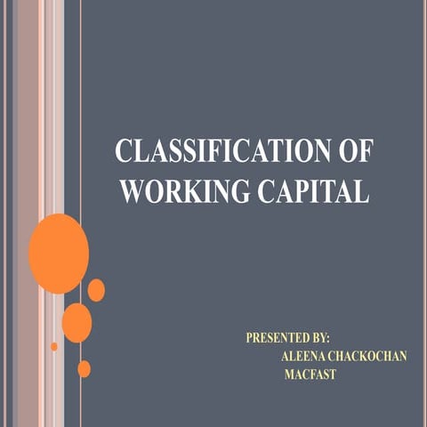 Classification of working capital