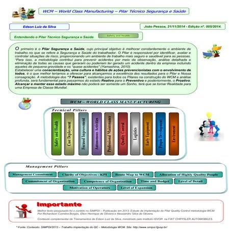 WCM - Pilar Técnico Segurança e Saúde. Informativo: I.005.2014