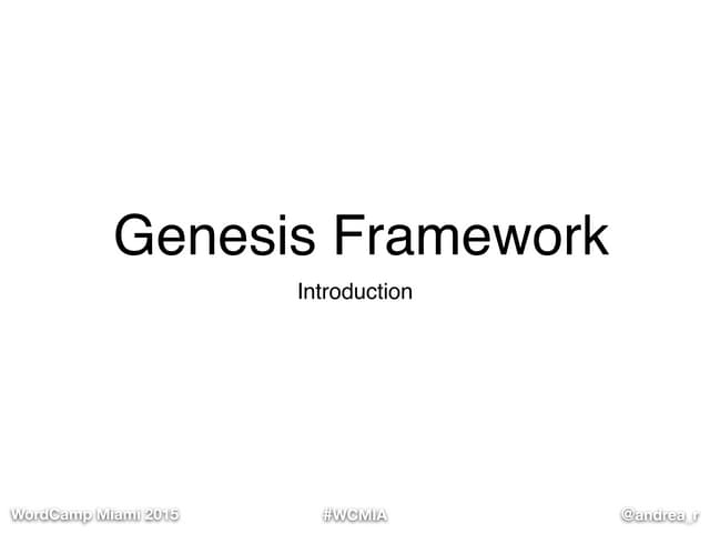 Wc miami Genesis Introduction 