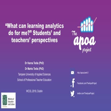 WCOL2019: "What can learning analytics do for me?" Students' and teachers' pe...