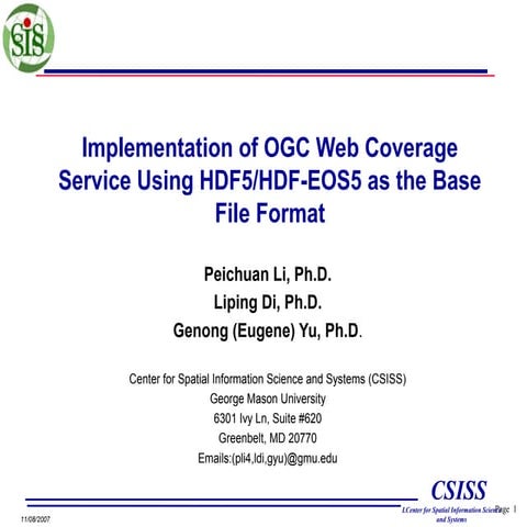 Implementation of OGC Web Coverage Service Using HDF5/HDF-EOS5 as the Base Fi...