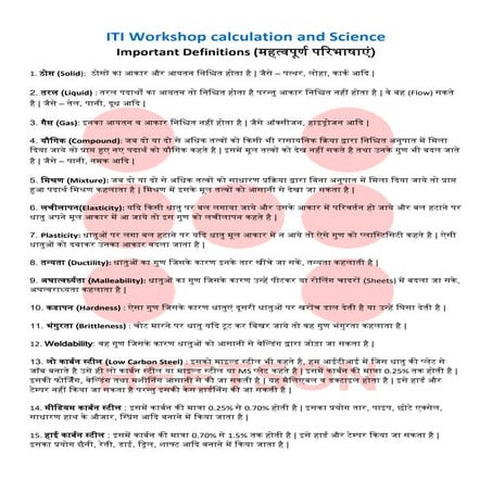 Workshop Calculation and Science ITI Definition List