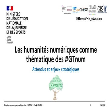 Colloque HUMANE, Dijon, le 16-12-2020. Elie Alliouche : les humanités numériques comme thématique des #GTnum