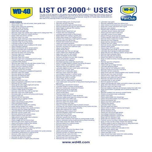 Wd 40 2000+Uses List | PDF