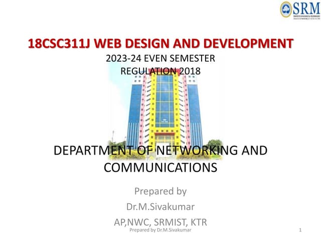 18CSC311J Web Design and Development UNIT-3 | PPT