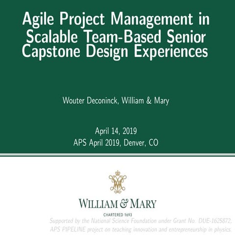 Agile Project Management in Scalable Team-Based Senior Capstone Design Experiences