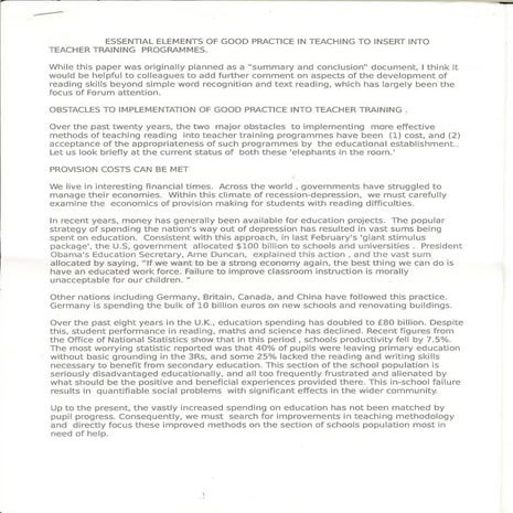 'Good practice' by Dr Harry Chasty