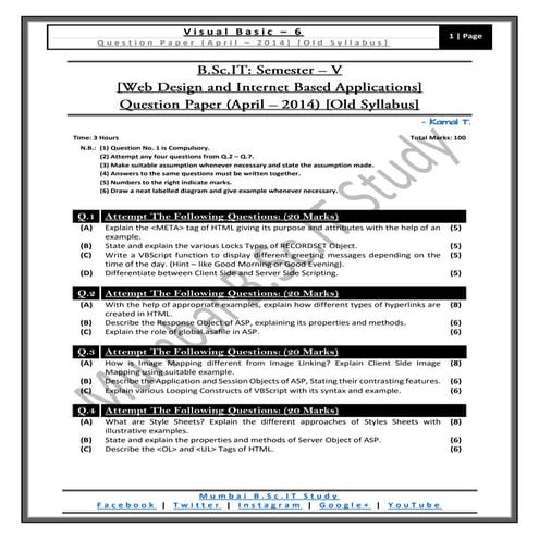 [Question Paper] Web Design and Internet Based Applications (Old ...