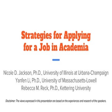Strategies for Applying  for a Job in Academia