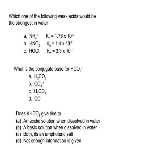 Weak acids and bases