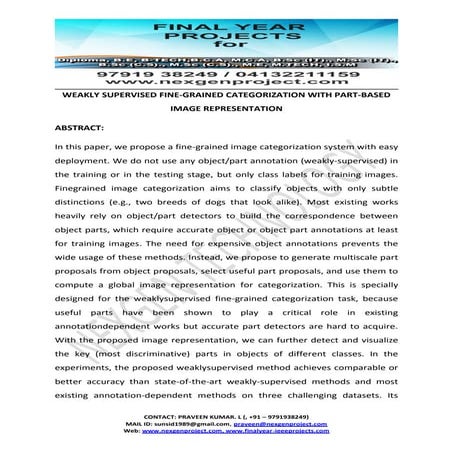 WEAKLY SUPERVISED FINE-GRAINED CATEGORIZATION WITH PART-BASED IMAGE REPRESENT...