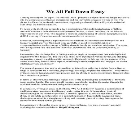 We All Fall Down Essay