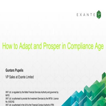 How to Adapt and Prosper in Compliance Age