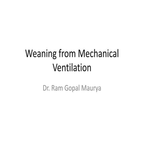 Weaning from mechanical ventilation