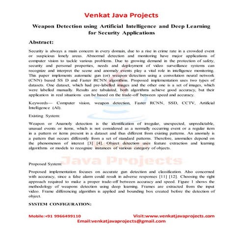 Weapon detection using artificial intelligence and deep learning for security...