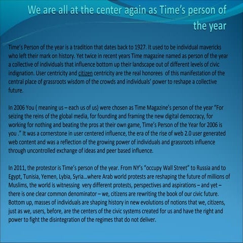 We are all at the center again as time’s person of the year