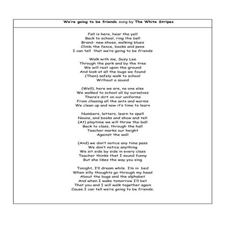 We are going to be friends