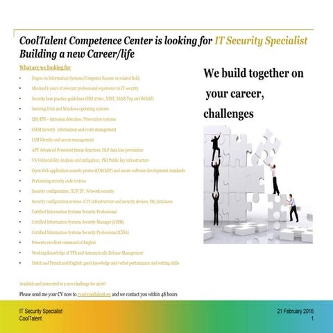 Looking for a ICT Security function within ICT and looking for an employer th...