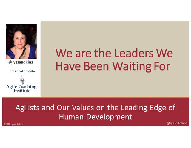 DCSUG - We Are The Leaders We Have Been Waiting For by Lyssa Adkins