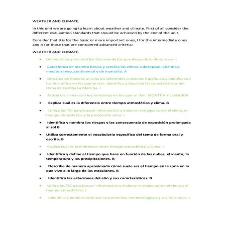 Weather and climate criteria and f.t