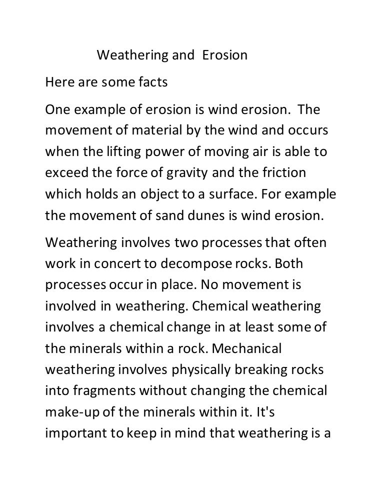 Weathering and erosion