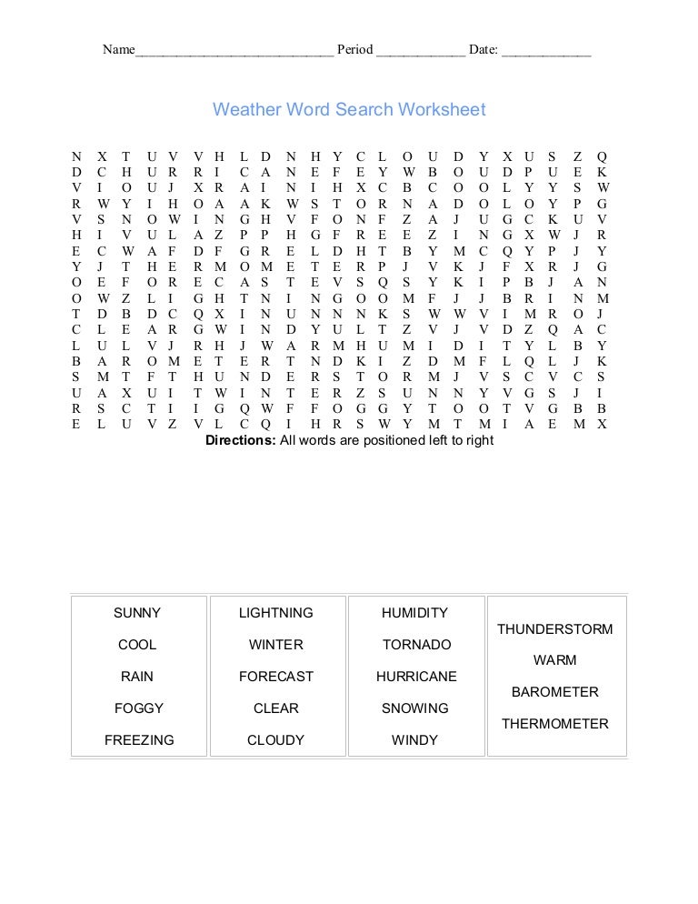 Weather Word Search
