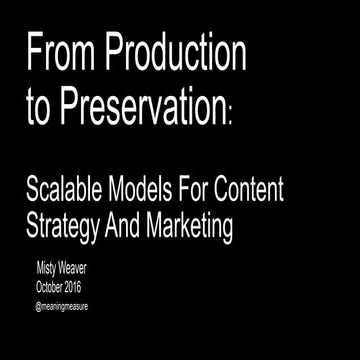 From Production to Preservation