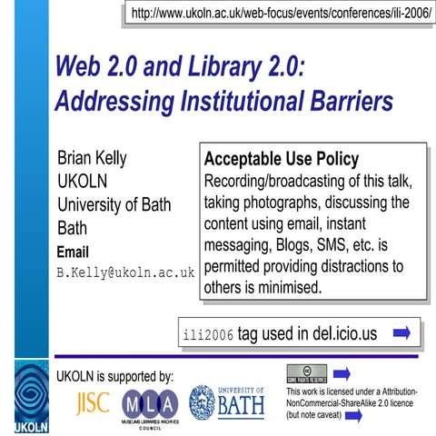 Web 2.0: Addressing Institutional Barriers