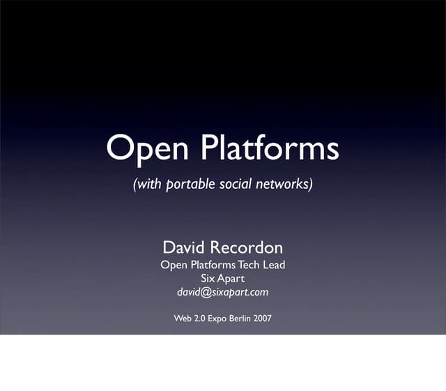 Web 2.0 Expo Berlin: Open Platforms and the Social Graph