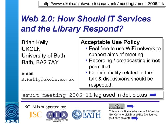 Web 2.0: How Should IT Services and the Library Respond?