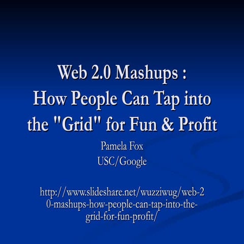Web 2.0 & Mashups: How People can Tap into the "Grid" for Fun & Profit
